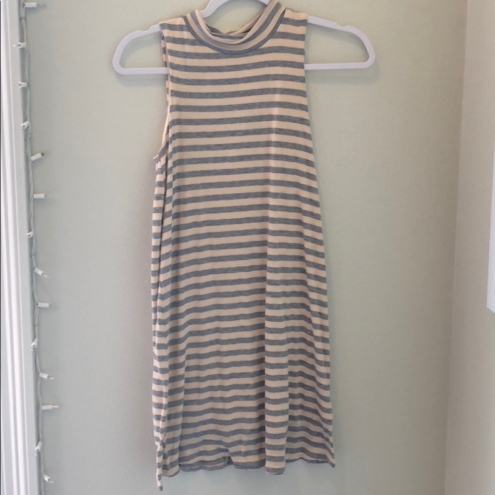 Nude Pink Striped Summer Dress